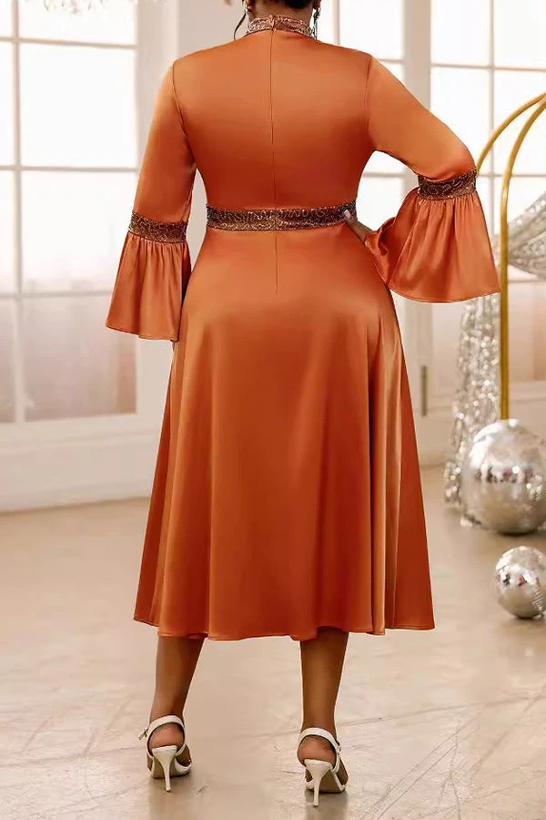 Party Flared Sleeve Half High Collar Dress 4 Party Flared Sleeve Half High Collar Dress - Image 4