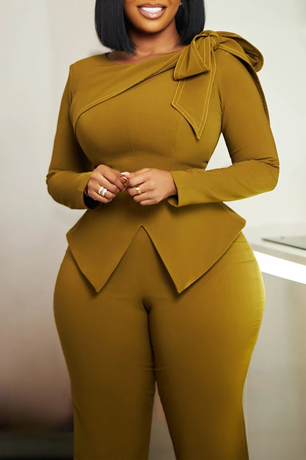 Stylish Solid Crew Neck Blouse & Pants Set 6 Stylish Solid Crew Neck Blouse & Pants Set - Image 6