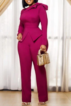 Stylish Solid Crew Neck Blouse & Pants Set 8 Stylish Solid Crew Neck Blouse & Pants Set -Acorpstyle XTY6893 RR 3