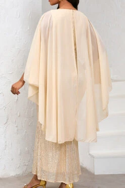 Cape Collar Sequin Panel Party Dress* 12 Cape Collar Sequin Panel Party Dress* -Acorpstyle XTY6923 CP 3