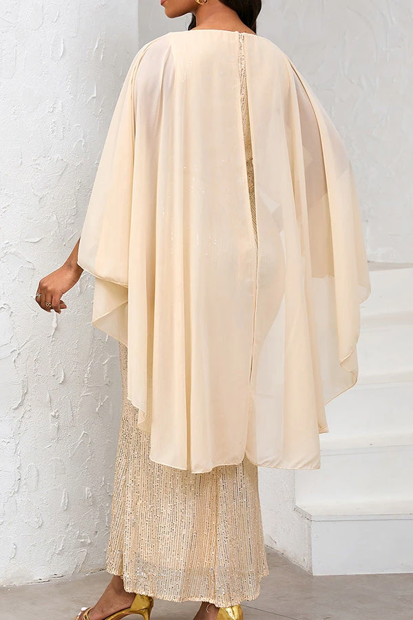 Cape Collar Sequin Panel Party Dress* 6 Cape Collar Sequin Panel Party Dress* - Image 6