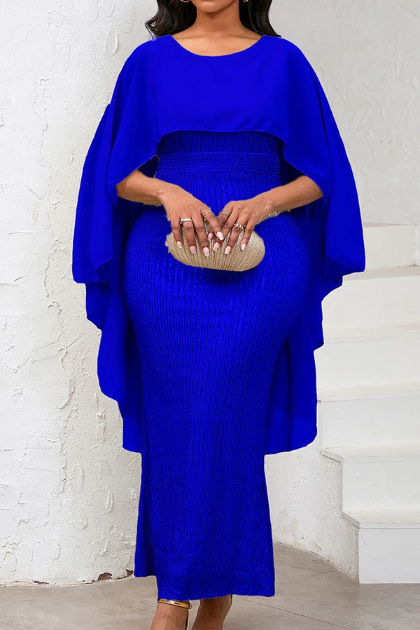 Cape Collar Sequin Panel Party Dress* 3 Cape Collar Sequin Panel Party Dress* - Image 3