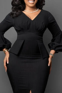 Body Hug Slitted Bodycon Dress 17 Body Hug Slitted Bodycon Dress -Acorpstyle XTYS707 BK 3