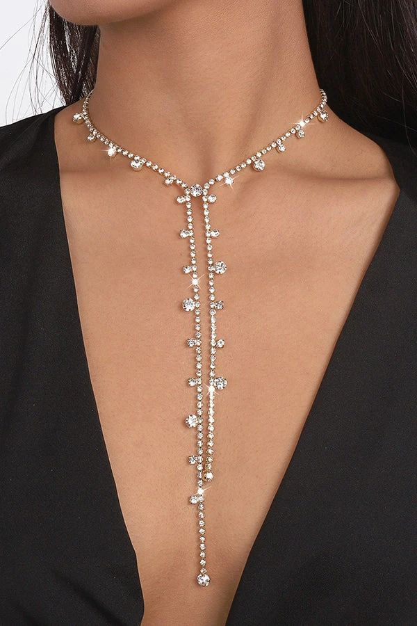 Rhinestone Long Tassel Necklace 1 Rhinestone Long Tassel Necklace