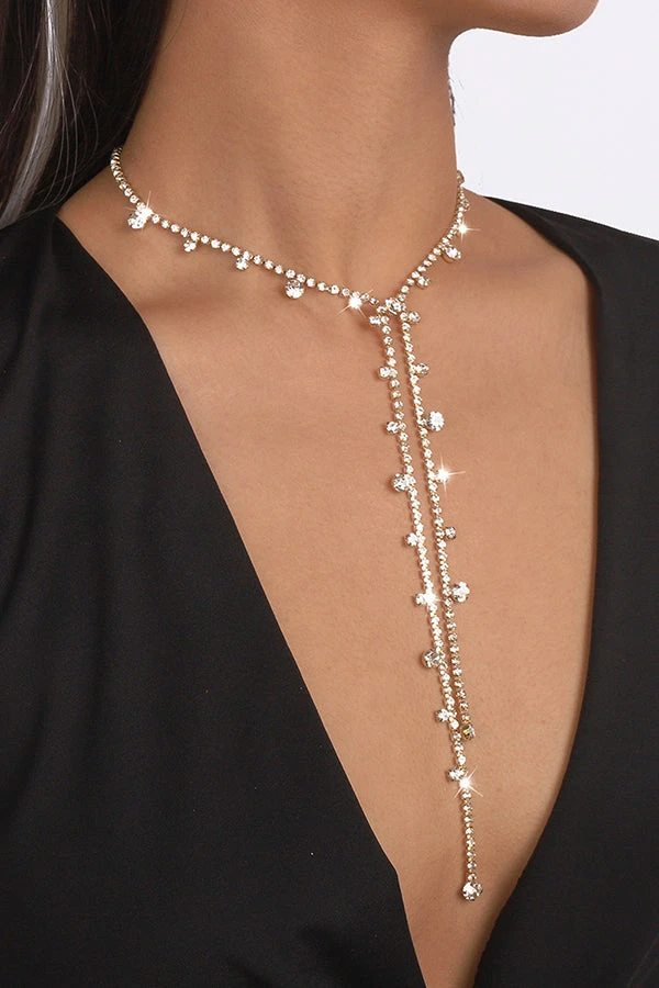 Rhinestone Long Tassel Necklace 3 Rhinestone Long Tassel Necklace - Image 3