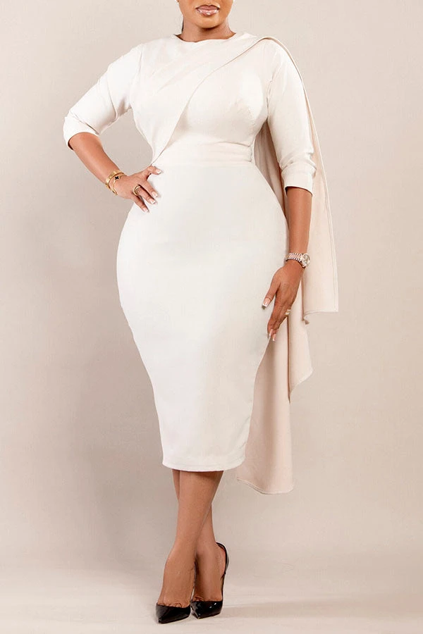 3/4 Sleeve Draped Side Bodycon Dress 7 3/4 Sleeve Draped Side Bodycon Dress - Image 7