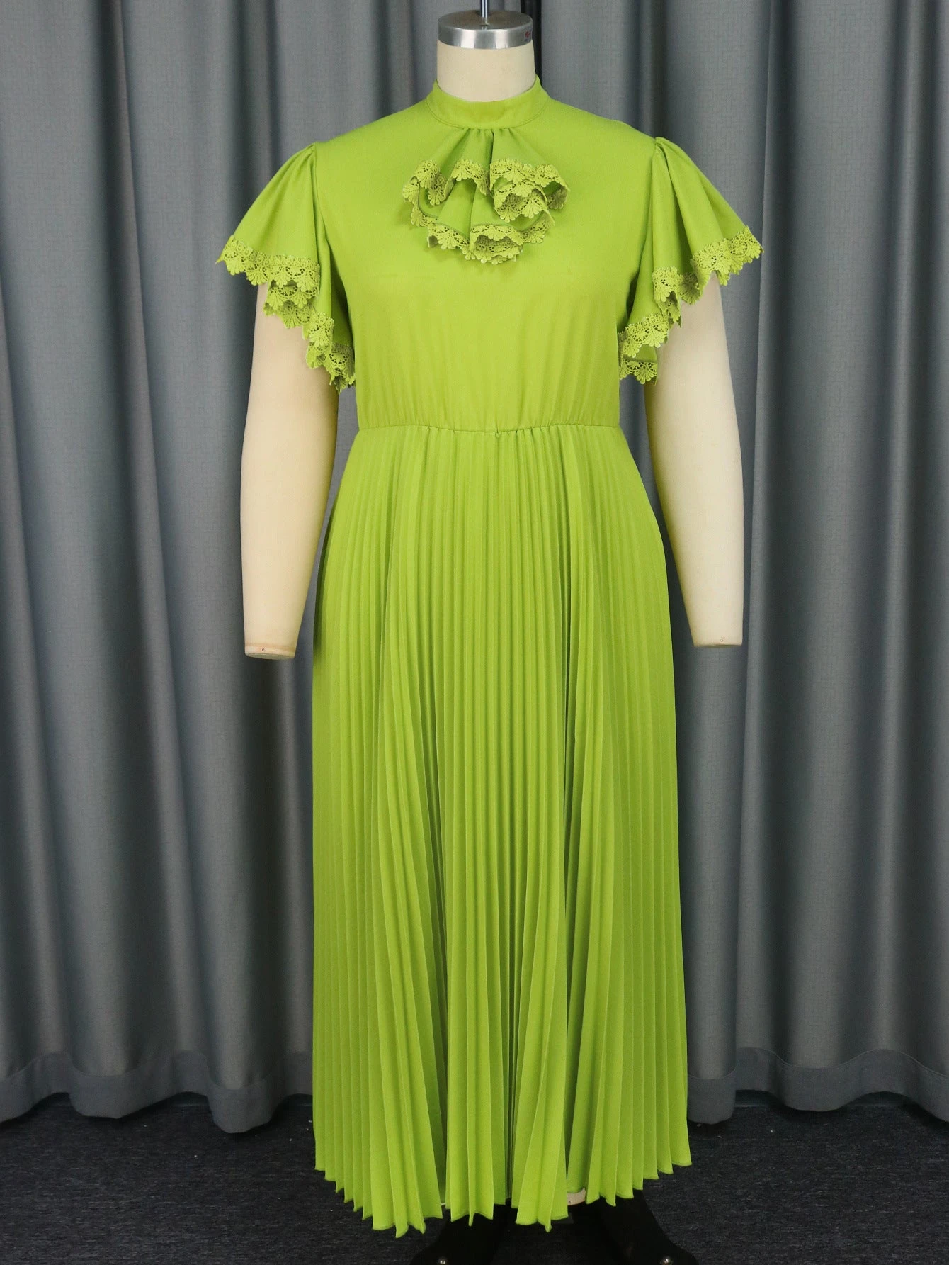Elegant Flutter Sleeve Pleated Maxi Dress 5 Elegant Flutter Sleeve Pleated Maxi Dress - Image 5
