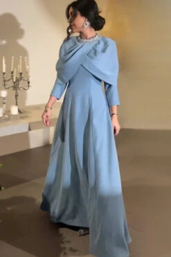 Stunning Pearl Decor 3/4 Sleeve Ruched Gown 6 Stunning Pearl Decor 3/4 Sleeve Ruched Gown -Acorpstyle main 05